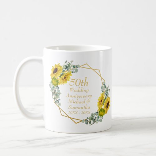 50th Wedding Anniversary Floral  Coffee Mug