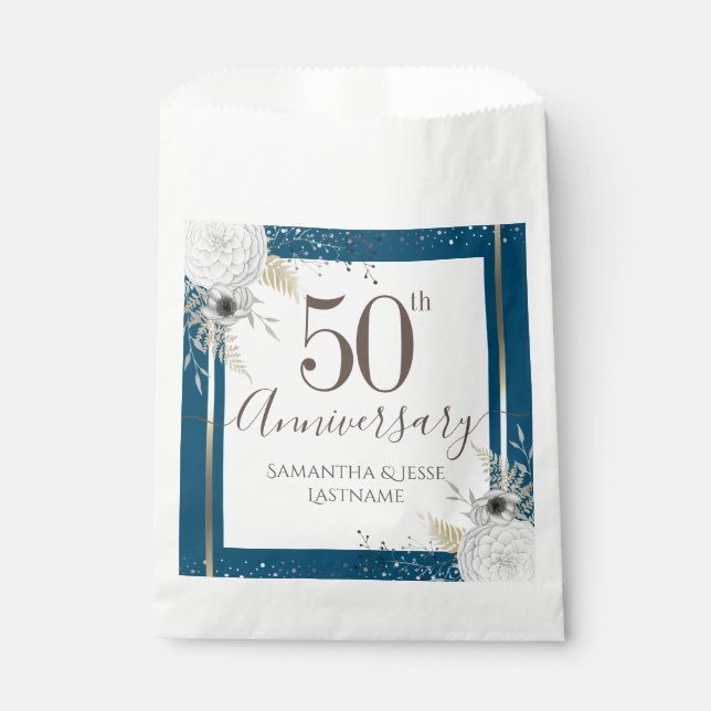 50th Wedding Anniversary Floral Favor Bag (Front)