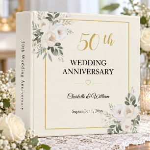 50th wedding anniversary floral greenery 3 ring binder