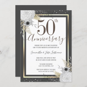 50th Wedding Anniversary Floral Invitation
