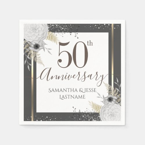 50th Wedding Anniversary Floral Napkins