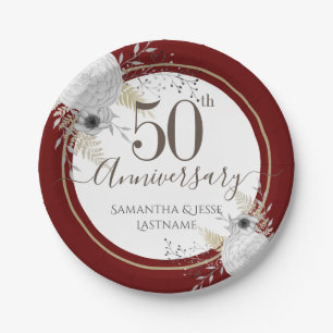 50th Wedding Anniversary Floral Paper Plate