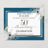 50th Wedding Anniversary Floral Save the Date