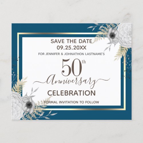 50th Wedding Anniversary Floral Save the Date