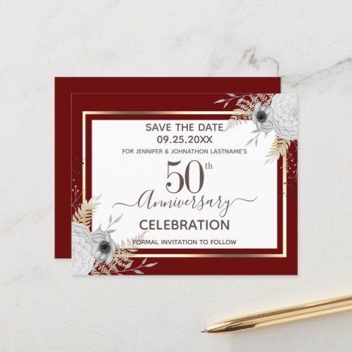 50th Wedding Anniversary Floral Save the Date