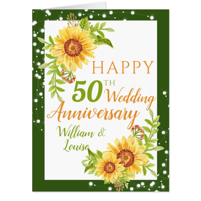 50th Wedding Anniversary Floral Sunflower BIG Card (Front)