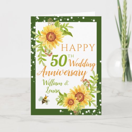 50th Wedding Anniversary Floral Sunflower  Card