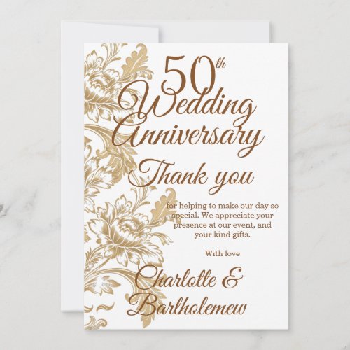 50th Wedding Anniversary Floral Thank You Card