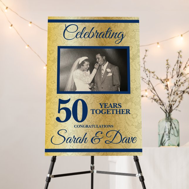 50th Wedding Anniversary Foam Board Welcome Sign (In Situ (Stand))