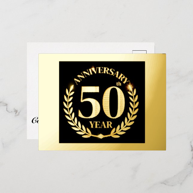 50th wedding anniversary foil invitation postcard (Front/Back)