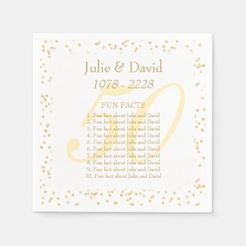 50th Wedding Anniversary Fun Facts Paper Napkins