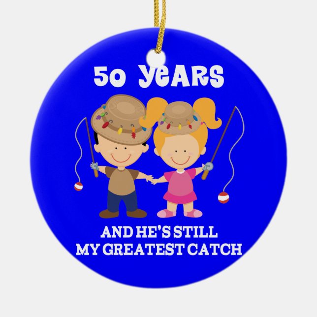 50th Wedding Anniversary Funny Gift For Her Ceramic Ornament (Front)