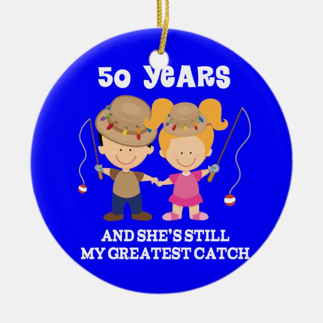 50th Wedding Anniversary Funny Gift For Him Ceramic Ornament (Front)