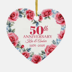 50th Wedding Anniversary Gift Ceramic Ornament