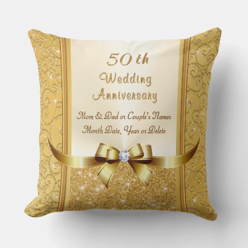 50th Wedding Anniversary Gift Ideas for Parents Throw Pillow