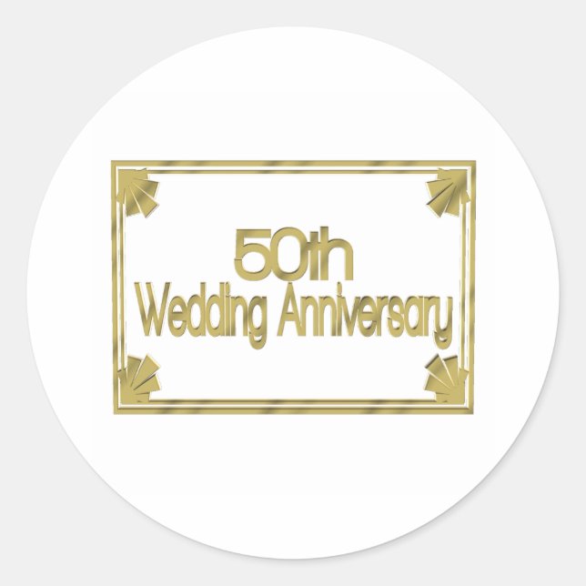 50th wedding anniversary gift kw classic round sticker (Front)