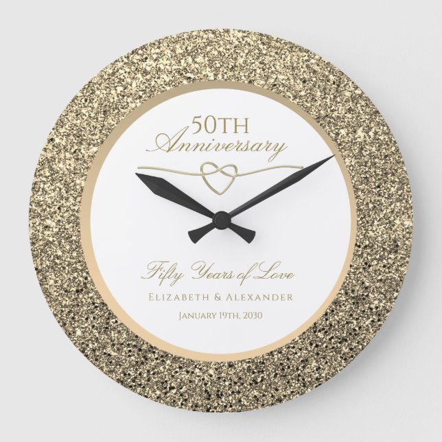 50th Wedding Anniversary Gift Personalized Large Clock (Front)