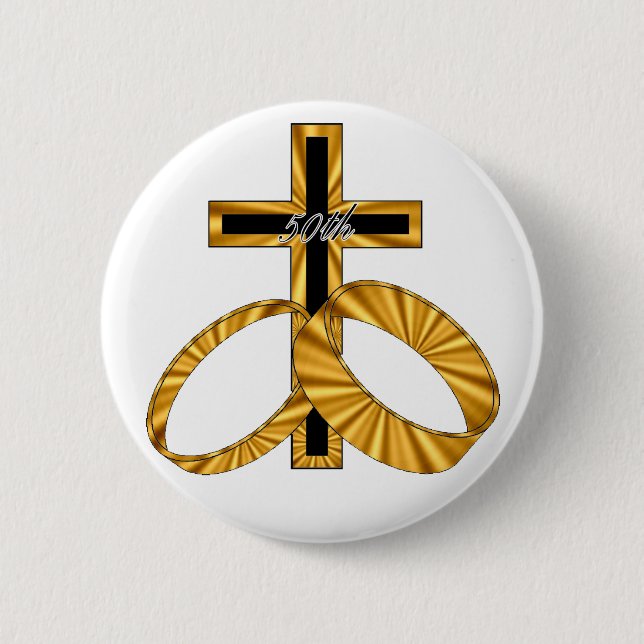 50th Wedding Anniversary Gifts Button (Front)