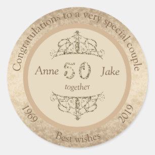 50th Wedding Anniversary Gifts for Couples Congrat Classic Round Sticker