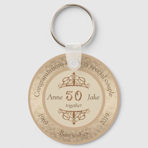 50th Wedding Anniversary Gifts for Couples Congrat Keychain