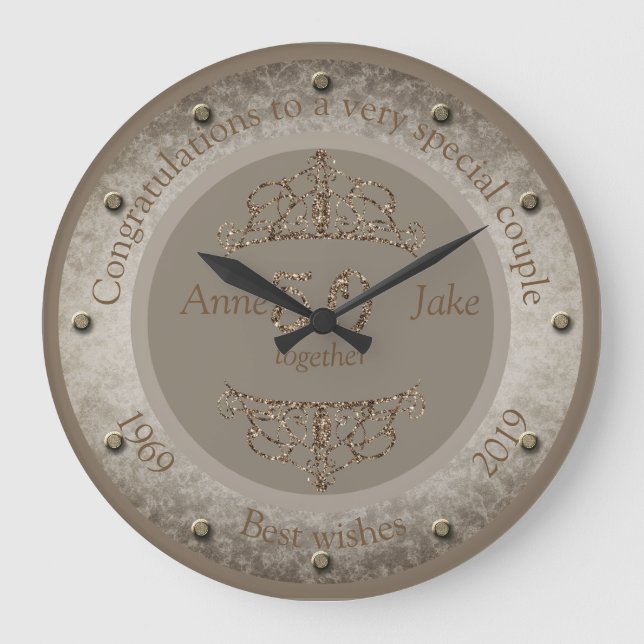 50th Wedding Anniversary Gifts for Couples Congrat Large Clock (Front)