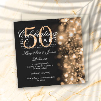 50th Wedding Anniversary Glam Sparkles Gold  Invitation by Rewards4life at Zazzle