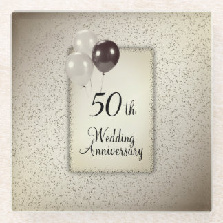 50th Wedding Anniversary Glass Coaster