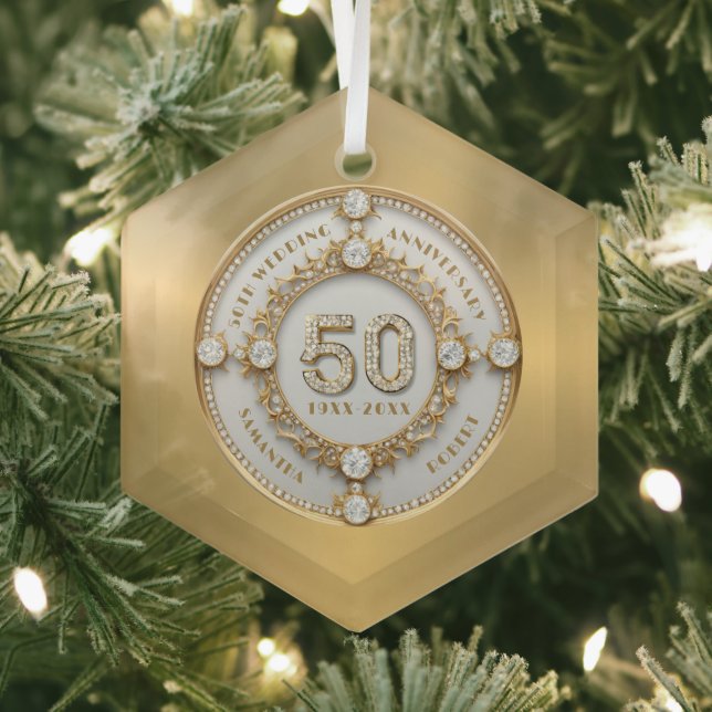  50th wedding anniversary glass ornament (Insitu)