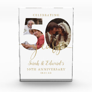 50th Wedding Anniversary Gold 2 Photo Block