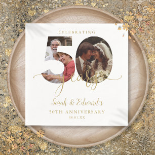 50th Wedding Anniversary Gold 2 Photo Napkins