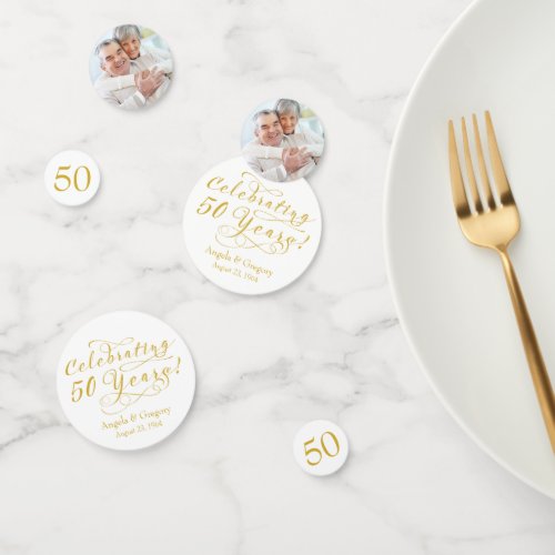 50th Wedding Anniversary Gold 50 Years Photo Confetti