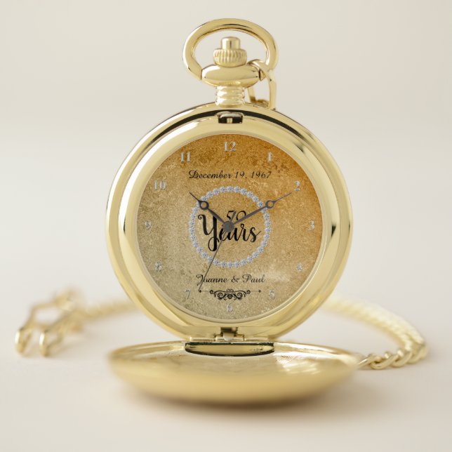 50th Wedding Anniversary Gold 50 Years Together Pocket Watch (Inside)