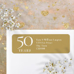 50th Wedding Anniversary Gold Address Label<br><div class="desc">50TH WEDDING ANNIVERSARY GOLD ADDRESS LABEL. Anniversary date,  name and address details set in elegant white text on a gold background.</div>