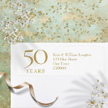 50th Wedding Anniversary Gold Address Label<br><div class="desc">50th wedding anniversary date,  name and address details set in elegant gold text. Designed by Thisisnotme©</div>