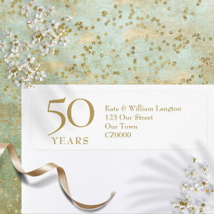 50th Wedding Anniversary Gold Address Label
