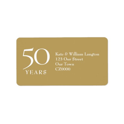 50th Wedding Anniversary Gold Address Label