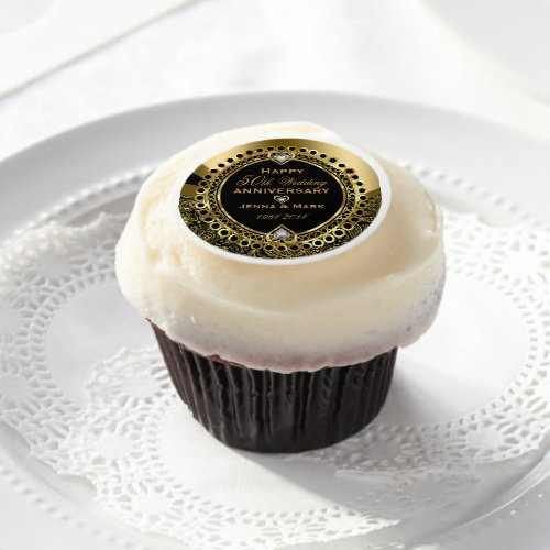 50th Wedding Anniversary Gold And Black Edible Frosting Rounds