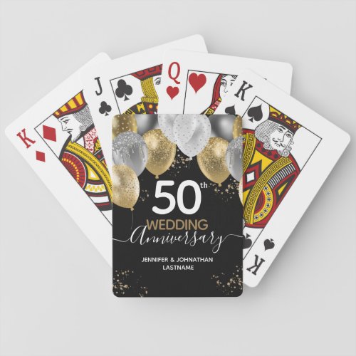 50th Wedding Anniversary Gold Balloons Playing Cards