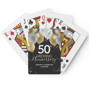 50th Wedding Anniversary Gold Balloons Poker Cards