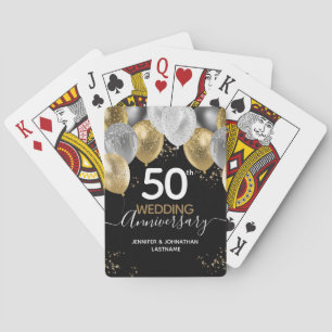 50th Wedding Anniversary Gold Balloons Poker Cards