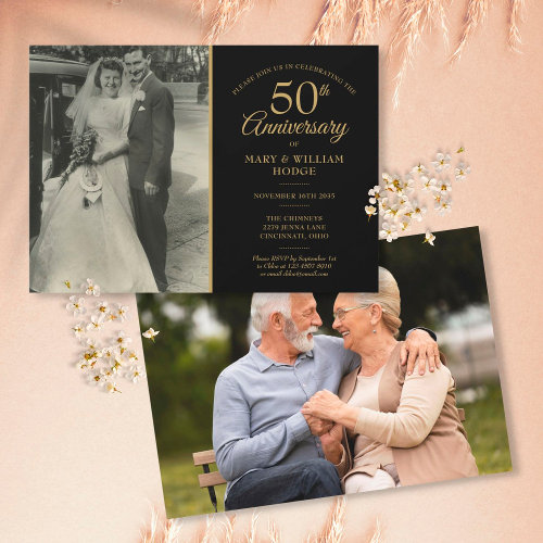 50th Wedding Anniversary Gold Black 2 Photo
