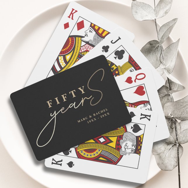 50th Wedding Anniversary Gold Black Favors Poker Cards (Creator Uploaded)