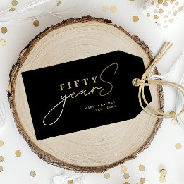 50th Wedding Anniversary Gold Black Gift Tags