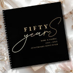 50th Wedding Anniversary Gold Black Guest Book<br><div class="desc">Elegant stylish guest book for a milestone 50th anniversary.  Easily personalize for yourself or special friends,  couples,  parents or your husband / wife. Be sure to check out the rest of my collection for more products.</div>
