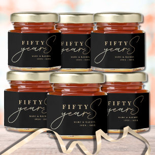 50th Wedding Anniversary Gold Black Honey Jar Favors