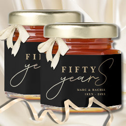 50th Wedding Anniversary Gold Black Honey Jar Favors