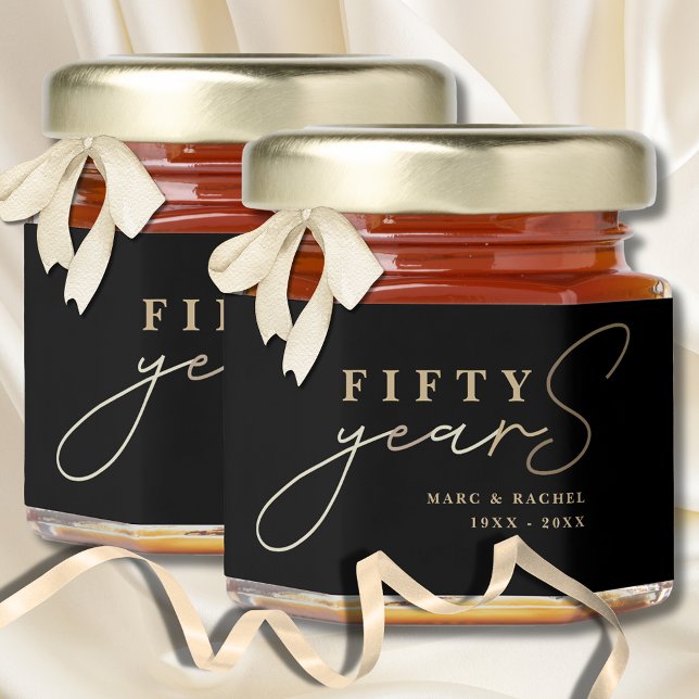 50th Wedding Anniversary Gold Black Honey Jar Favors (Creator Uploaded)