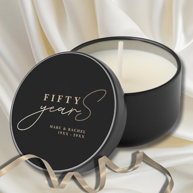 50th Wedding Anniversary Gold Black Mini Candle Favors (Creator Uploaded)