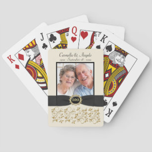 50th Wedding Anniversary Gold Black Playing Cards