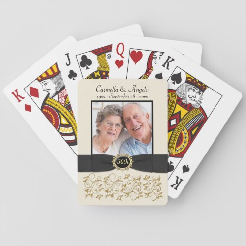 50th Wedding Anniversary Gold Black Playing Cards